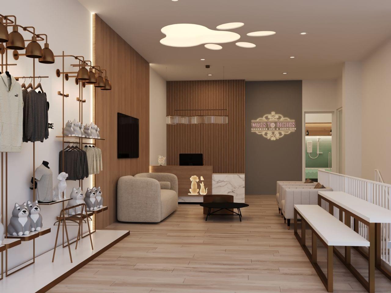 Dog grooming studio interior design at 16 Blue Jays Way by Quadrant Architects